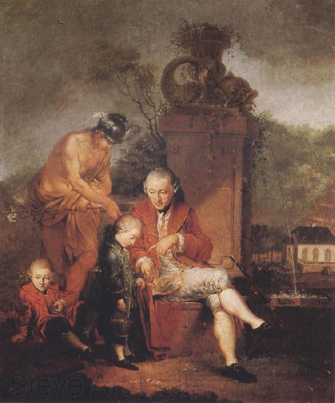 Januarius Zick Gottfried Peter de Requile with his two sons and Mercury